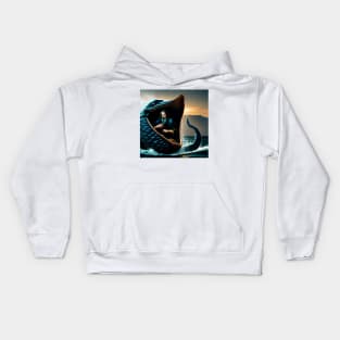 The prophet Jonah swallowed by a giant fish. inside the whale Kids Hoodie